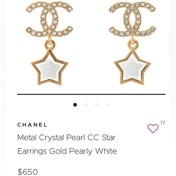 Chanel CC Crystal and Pearl Star Dangle Earrings ABC402 logo - Picture 11 of 12